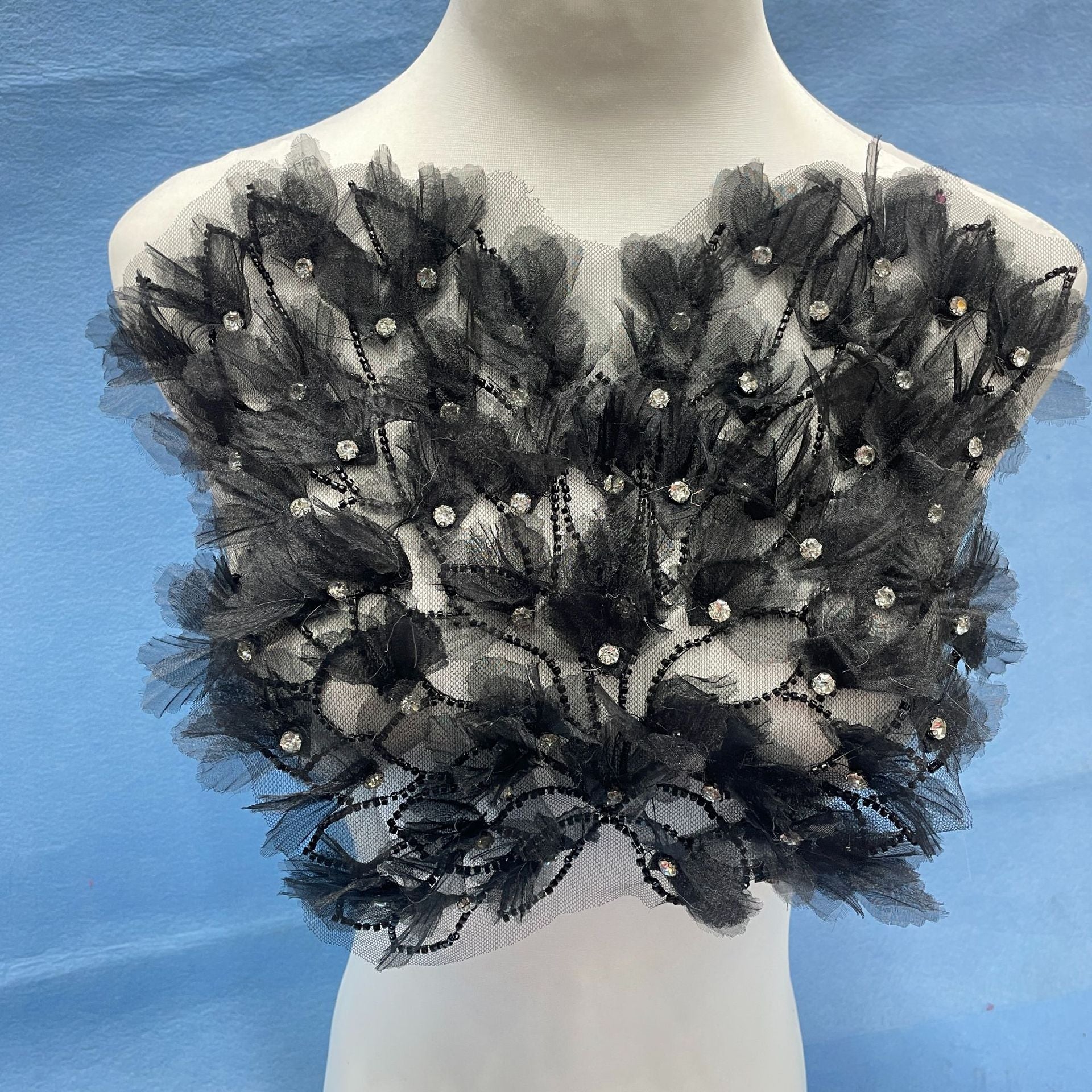 Ultra-Embellished Boho-Chic Bustier Floral Appliqué – Heavy Beaded & Sparkling DIY Trim for Evening Gowns, Stage Costumes & Ethereal Bridal Fashion Accessories - Image 2