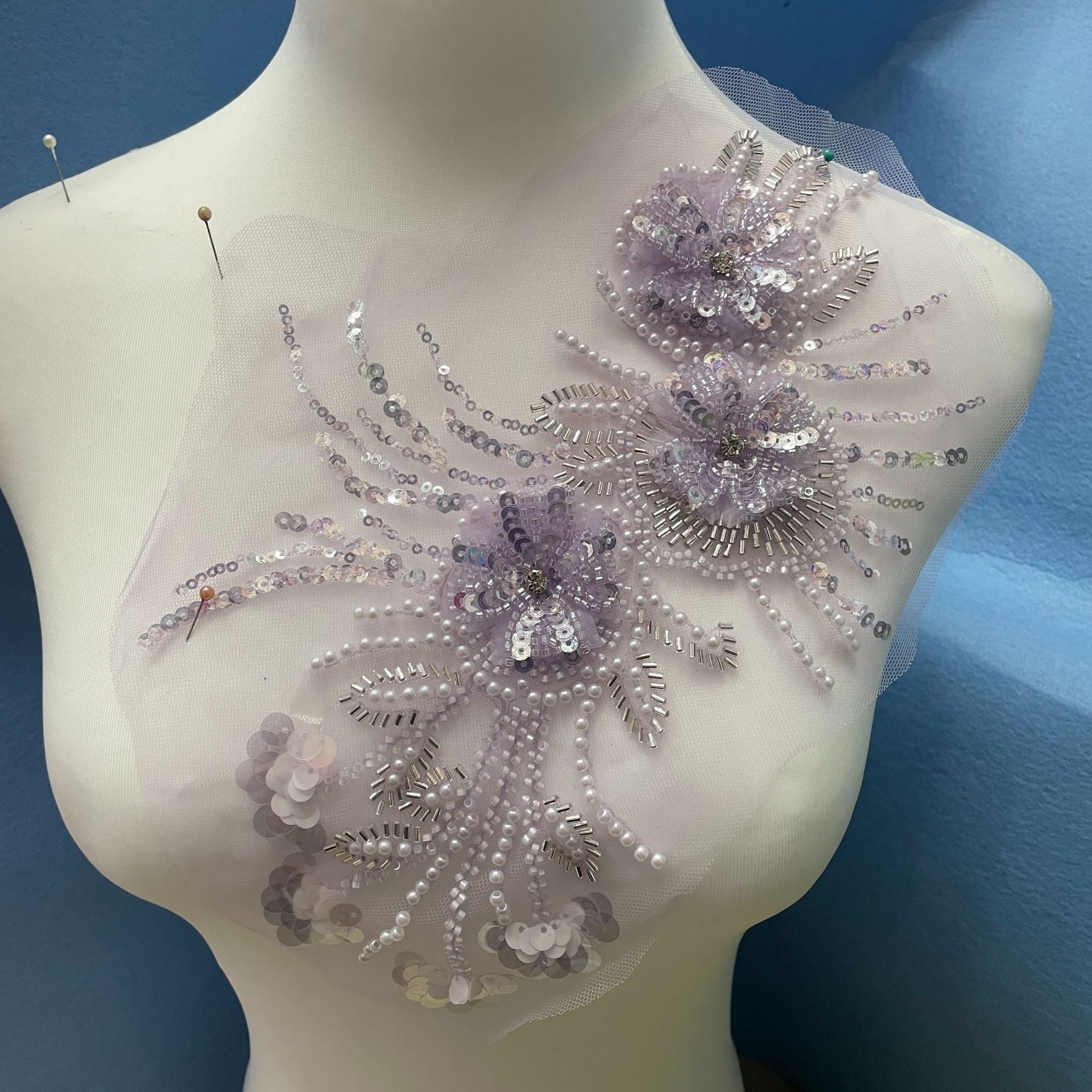 Multicolor Lace Trim with Embroidered Flowers, Sequins & Tube Beads – Heavy Beaded DIY Appliqué for Wedding Dresses, Evening Gowns, Stage Costumes & Bridal Fashion Sewing Projects - Image 11
