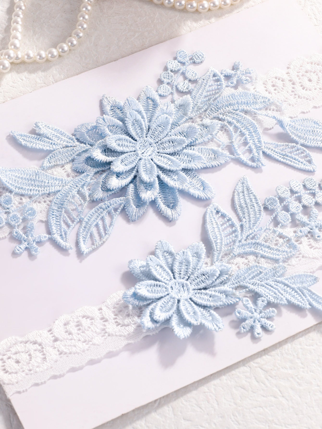 Bridal Garter Set, Light Blue 3d Flower Lace Garter Belt, Stretch Elastic Non-slip Wedding Garter For Bride - Image 8