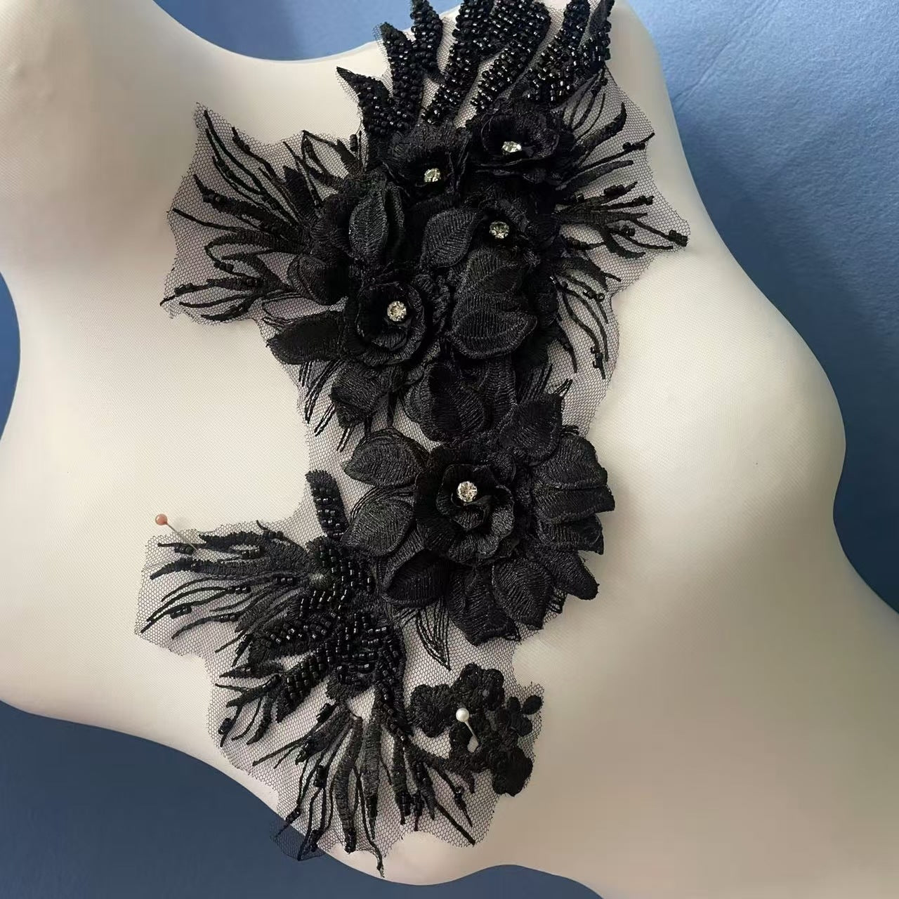Multicolor Lace Trim with Embroidered Flowers, Beading & Crystal Glass Rhinestones – Sparkling DIY Appliqué for Wedding Dresses, Evening Gowns, Stage Costumes & Fashion Embellishment - Image 3