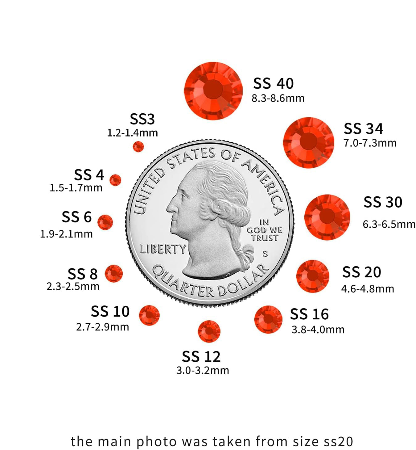 Hotfix Rhinestones, Crystal Rhinestones for Crafts Clothes DIY Decoration-Orange - Image 3