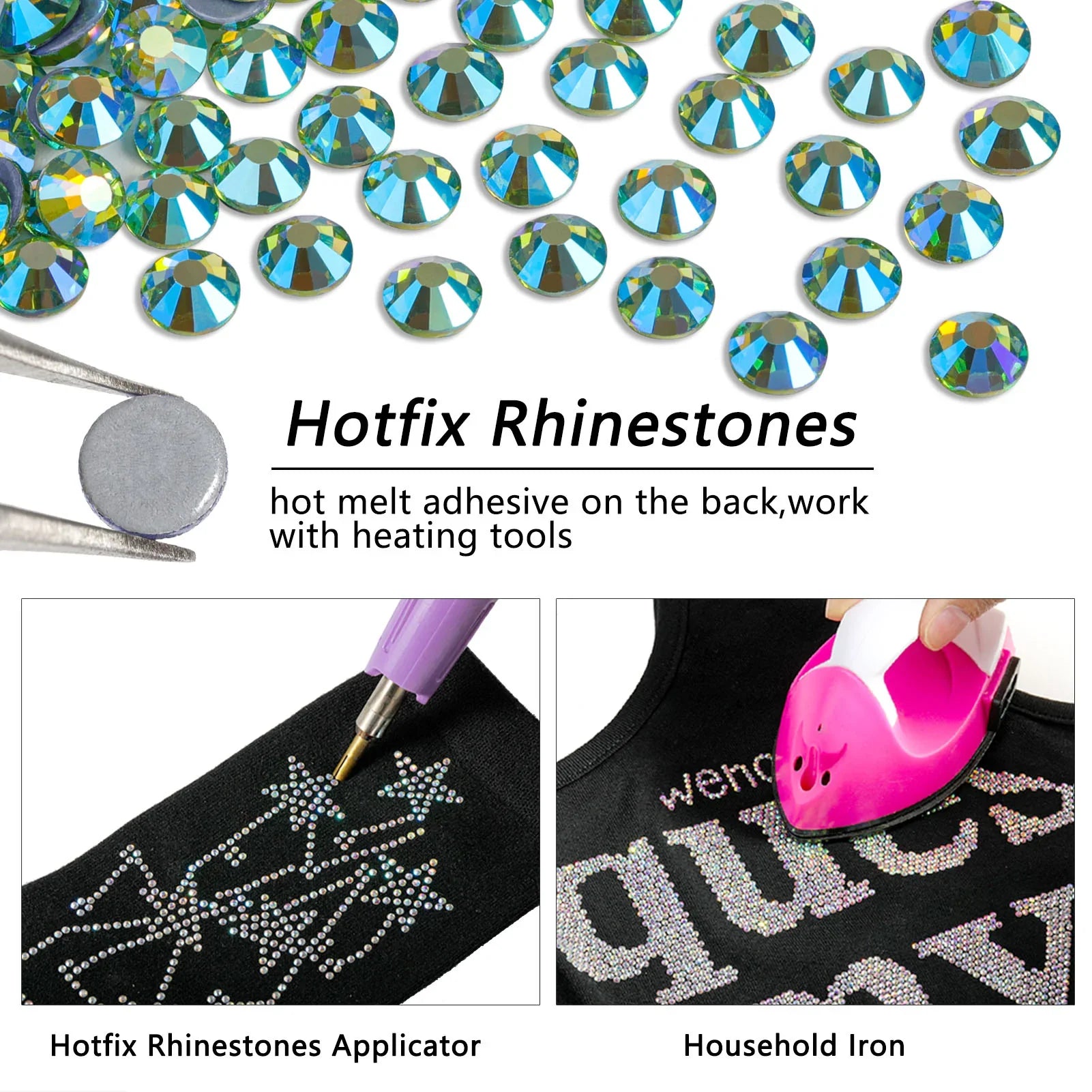 Hotfix Rhinestones, Crystal Rhinestones for Crafts Clothes DIY Decoration- Peridot AB - Image 4