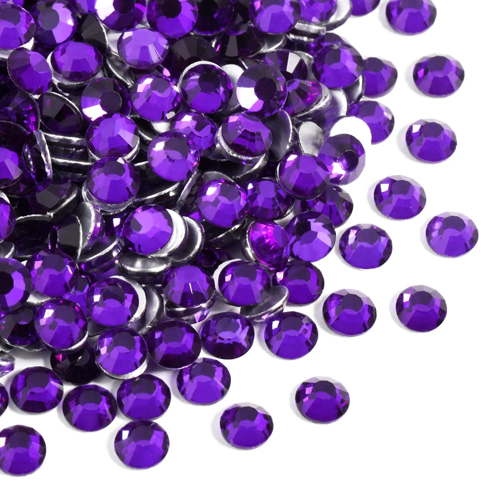 Flat Back Crystal Rhinestones Round Gems For Nail Art And Craft Glue Fix - Purple - Image 2