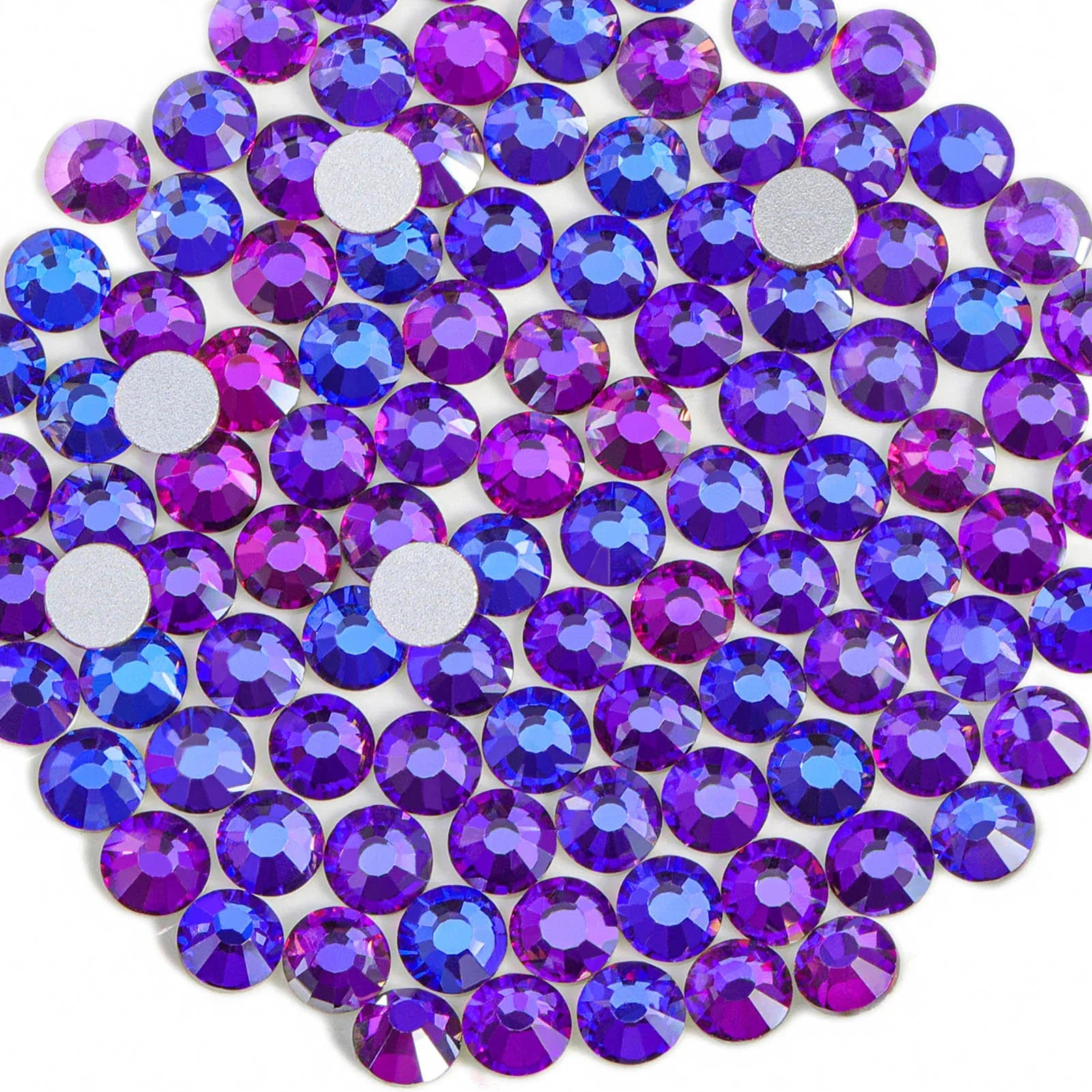 Flat Back Crystal Rhinestones Round Gems For Nail Art And Craft Glue Fix- Purple Velvet - Image 2