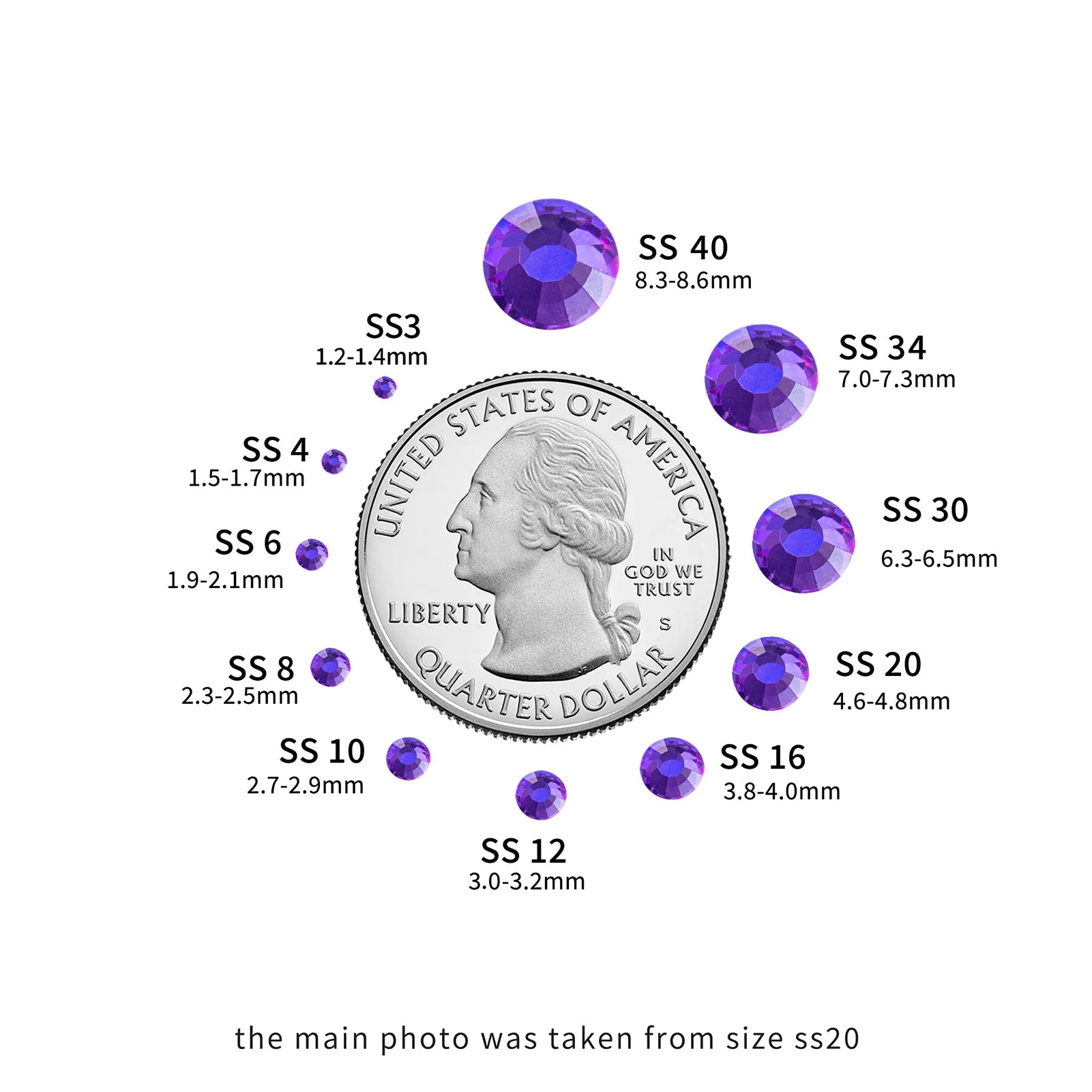 Flat Back Crystal Rhinestones Round Gems For Nail Art And Craft Glue Fix- Purple Velvet - Image 3