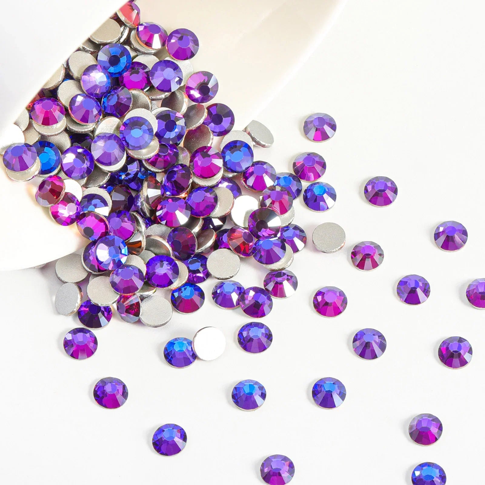 Flat Back Crystal Rhinestones Round Gems For Nail Art And Craft Glue Fix- Purple Velvet - Image 4