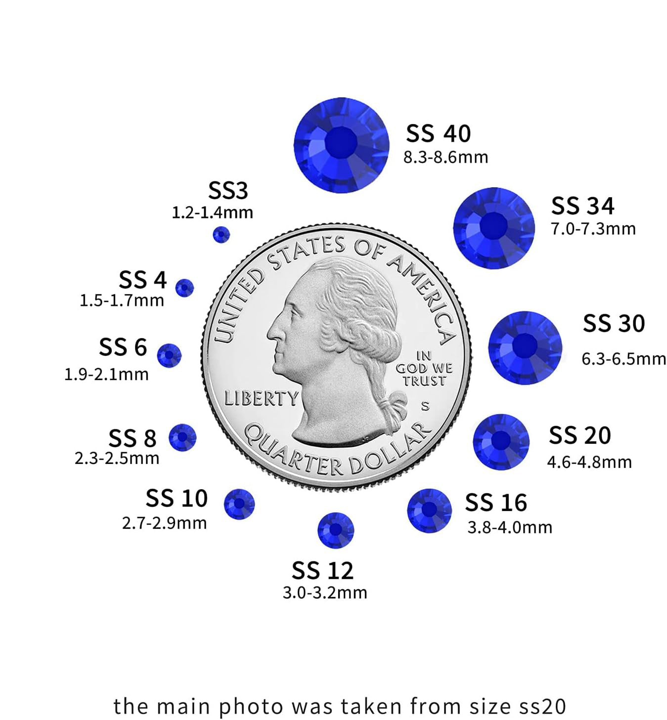 Hotfix Rhinestones, Crystal Rhinestones for Crafts Clothes DIY Decoration-Sapphire - Image 3