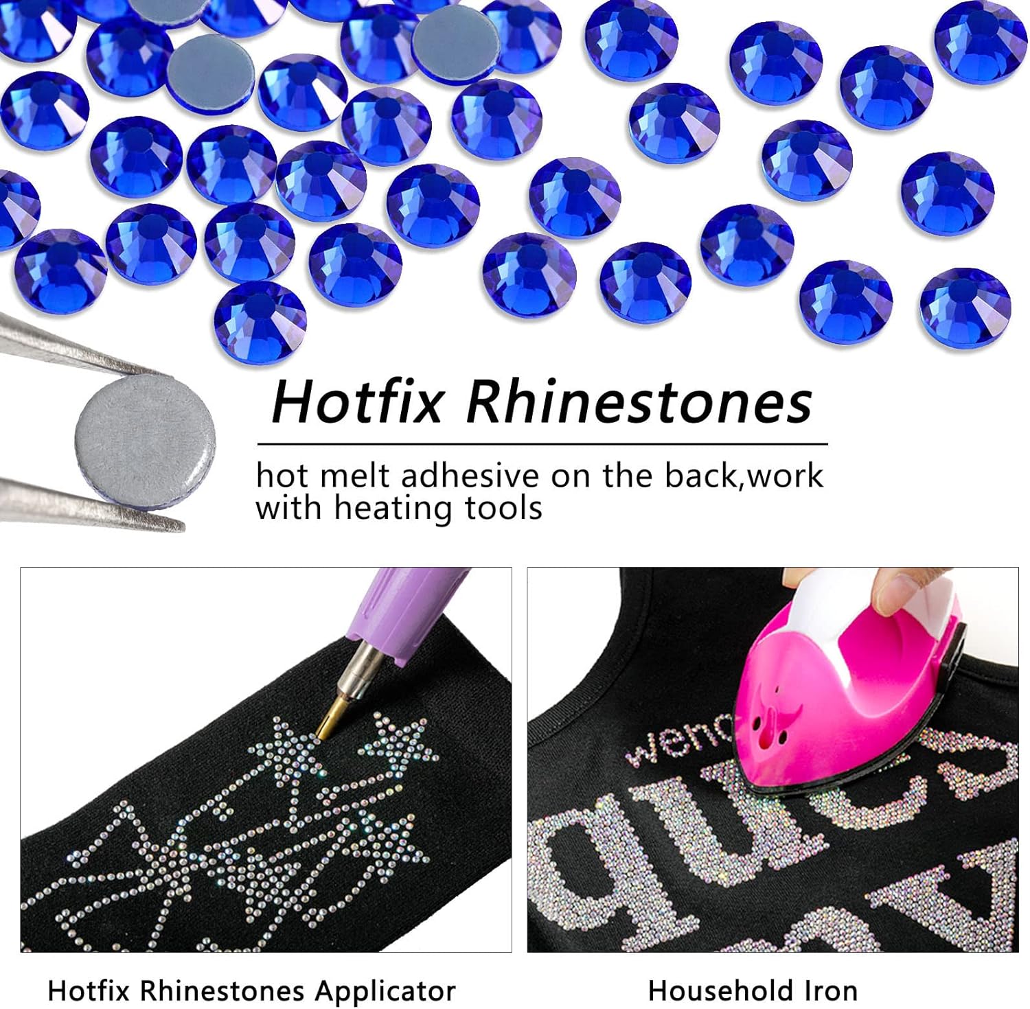 Hotfix Rhinestones, Crystal Rhinestones for Crafts Clothes DIY Decoration-Sapphire - Image 4