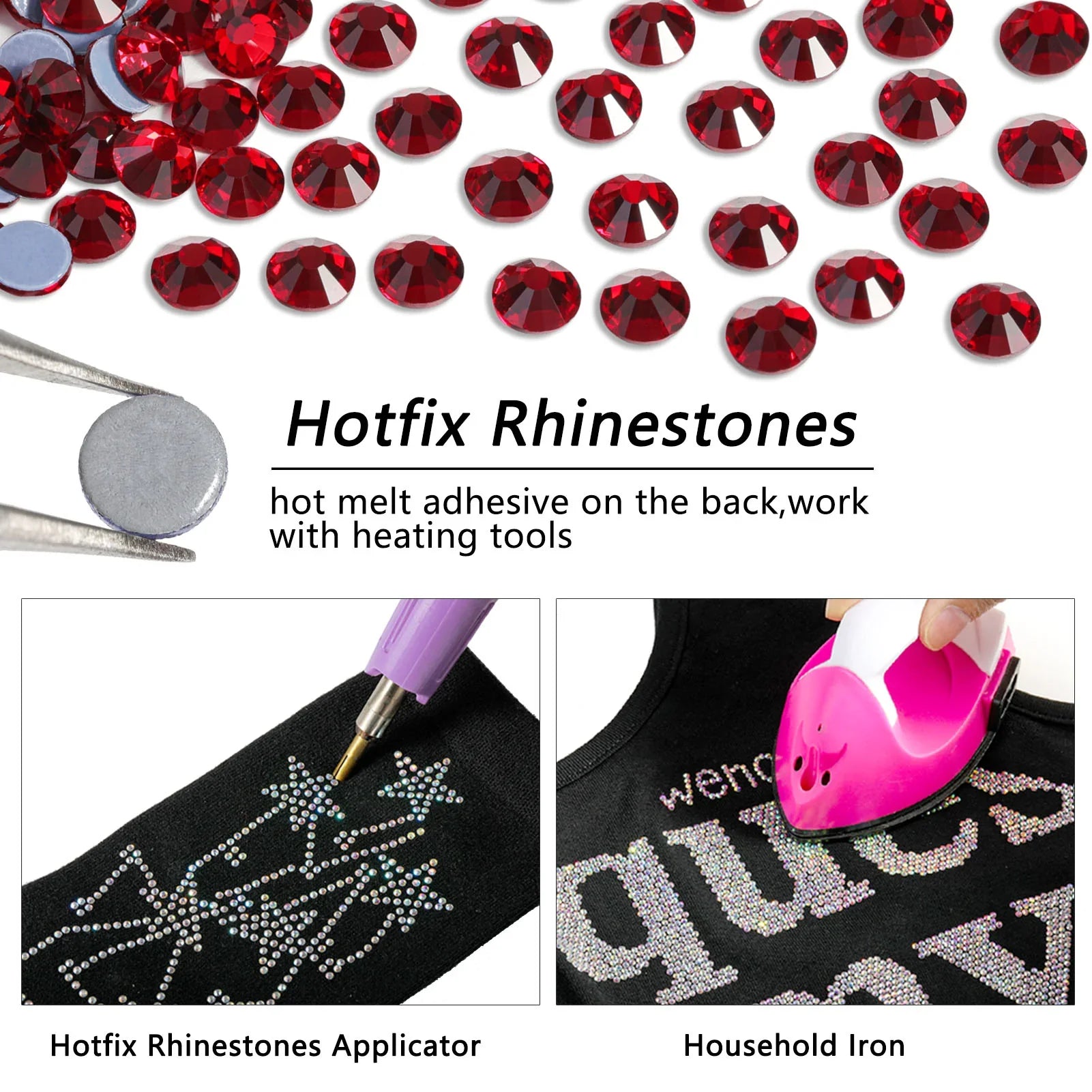 Hotfix Rhinestones, Crystal Rhinestones for Crafts Clothes DIY Decoration- Siam - Image 4