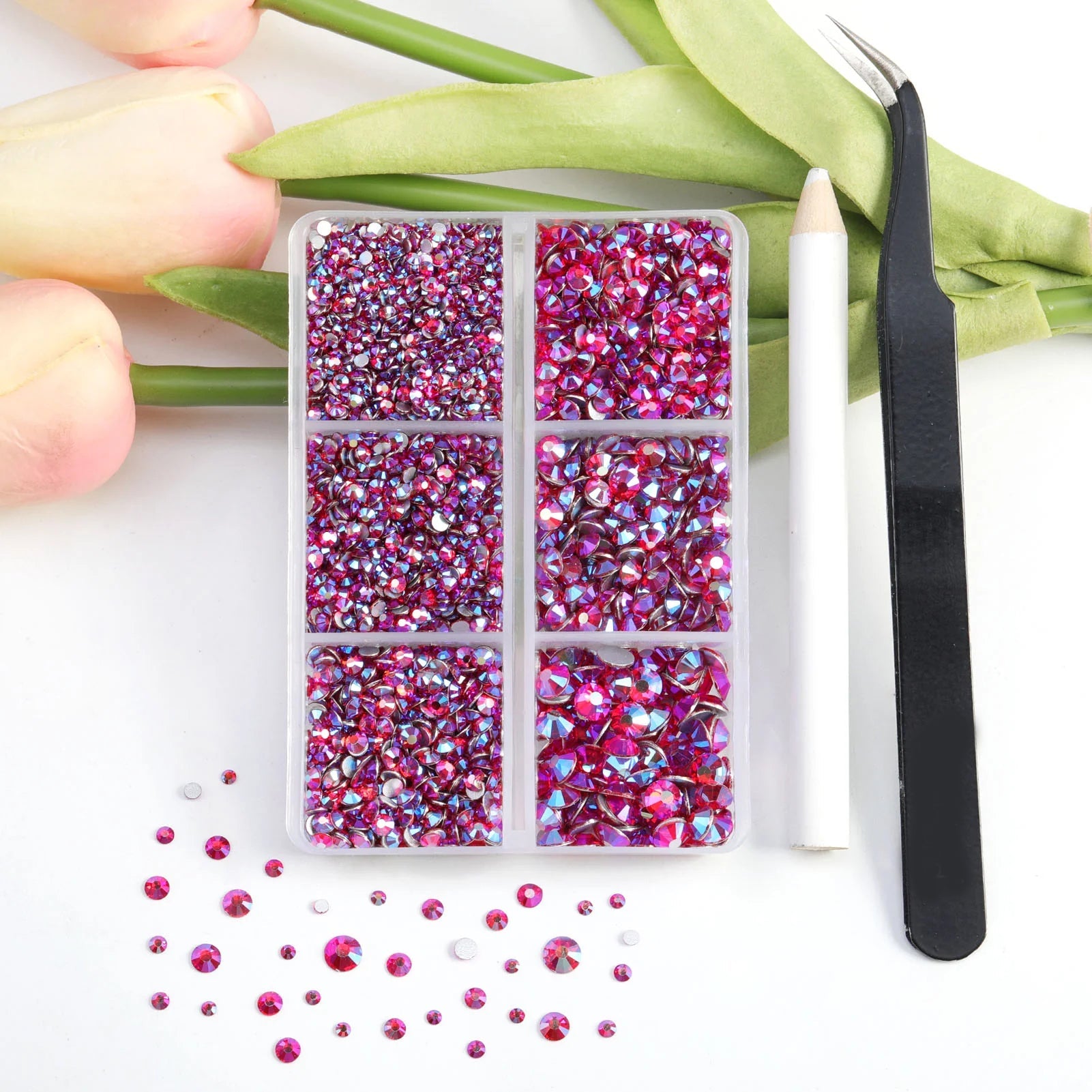 4300pcs Flatback Rhinestones, Nail Gems Round Crystal Rhinestones for Crafts,Mixed 6 Sizes with Picking Tweezers and Wax Pencil Kit- Siamab - Image 4