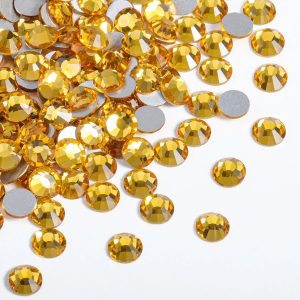Flat Back Crystal Rhinestones Round Gems For Nail Art And Craft Glue Fix - Topaz