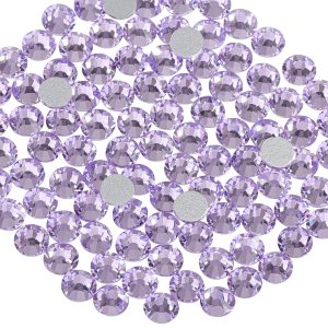 Flat Back Crystal Rhinestones Round Gems For Nail Art And Craft Glue Fix - Violet