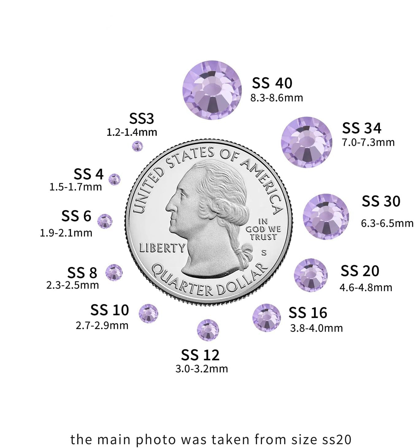 Hotfix Rhinestones, Crystal Rhinestones for Crafts Clothes DIY Decoration-Violet - Image 3