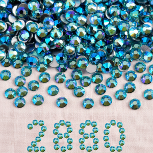 Flatback Rhinestones Bulk, Rhinestones for Nails Crafts Clothes DIY Decoration, AquamarineAB