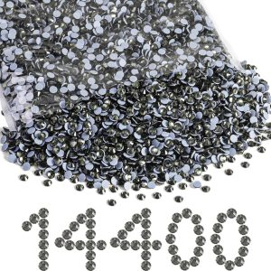 Hotfix Rhinestones Bulk, Hot Fix Rhinestones for Crafts Clothes DIY Decoration, Black Diamond