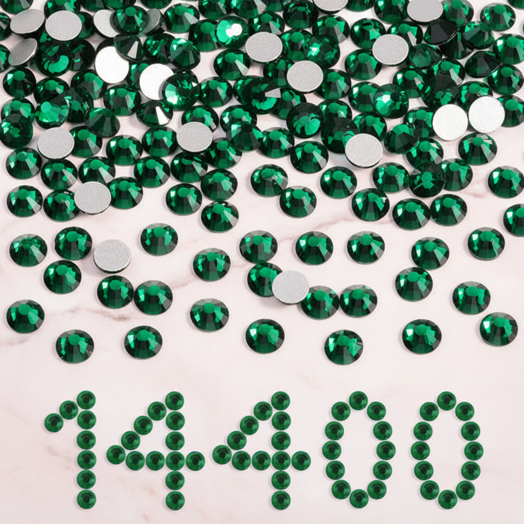 Flatback Rhinestones Bulk, Rhinestones for Nails Crafts Clothes DIY Decoration, Emerald