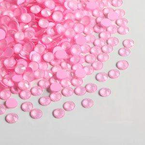 Flat Back Crystal Rhinestones Round Gems For Nail Art And Craft Glue Fix - Mocha Light Pink