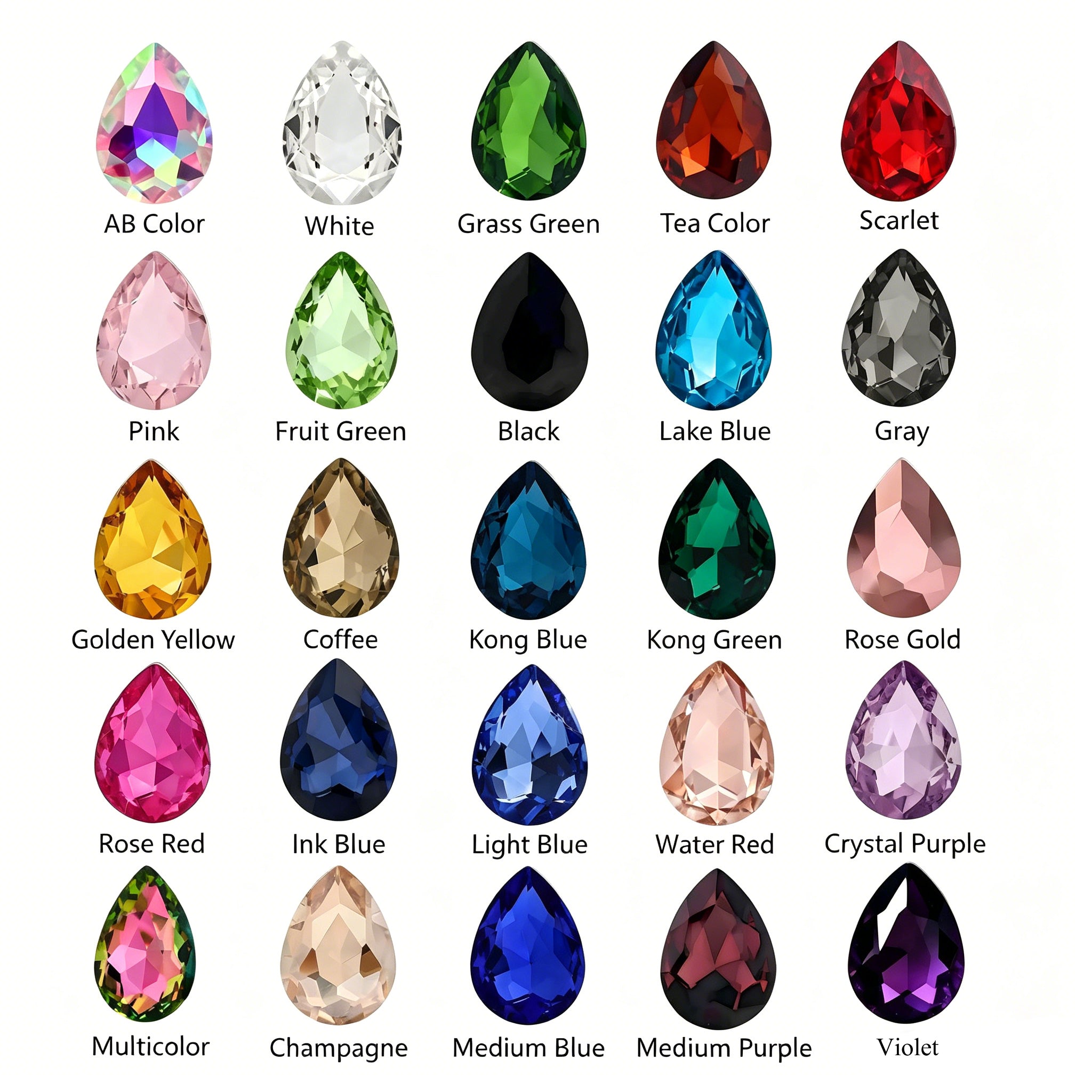 Teardrop Pointed Back Glass Rhinestones for DIY Crafts, Clothing & Bags - Real Silver Plated Base Sew-on Stones for Jewelry & Accessories